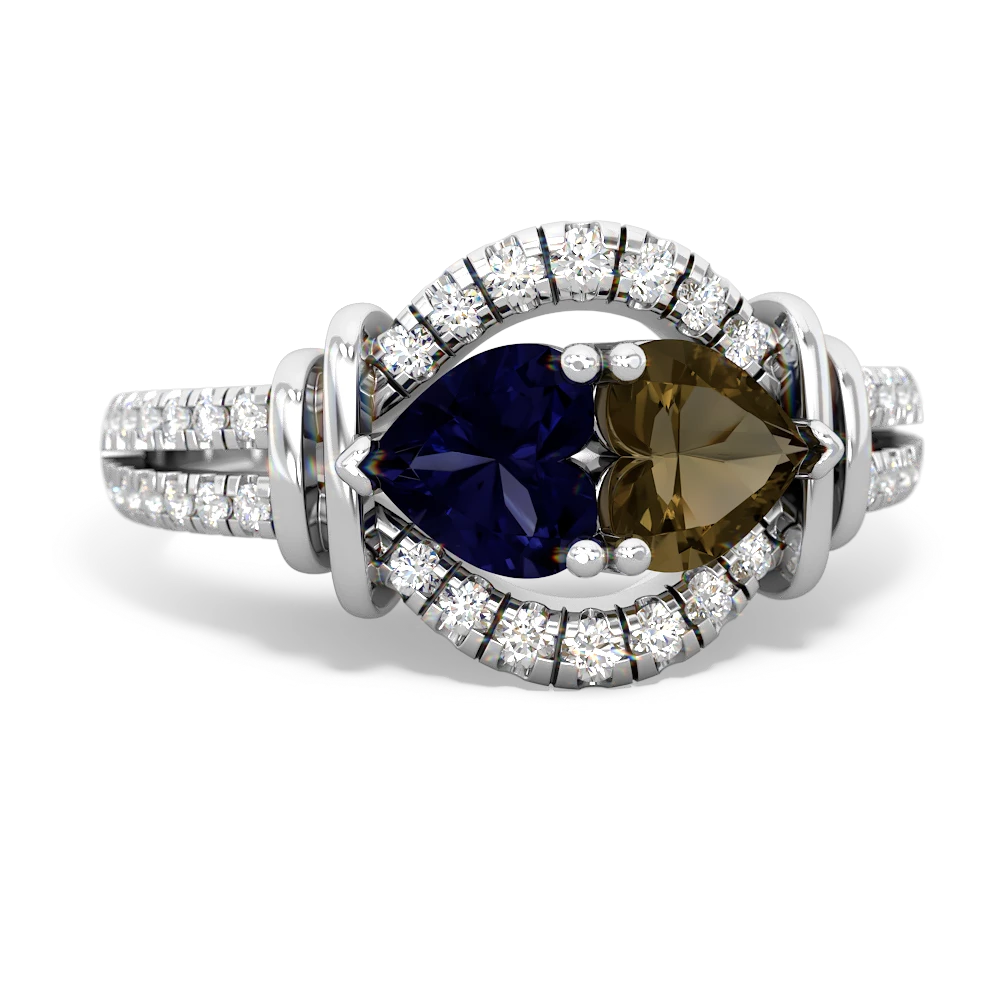 Sapphire Art-Deco Keepsake 14K White Gold ring R5630