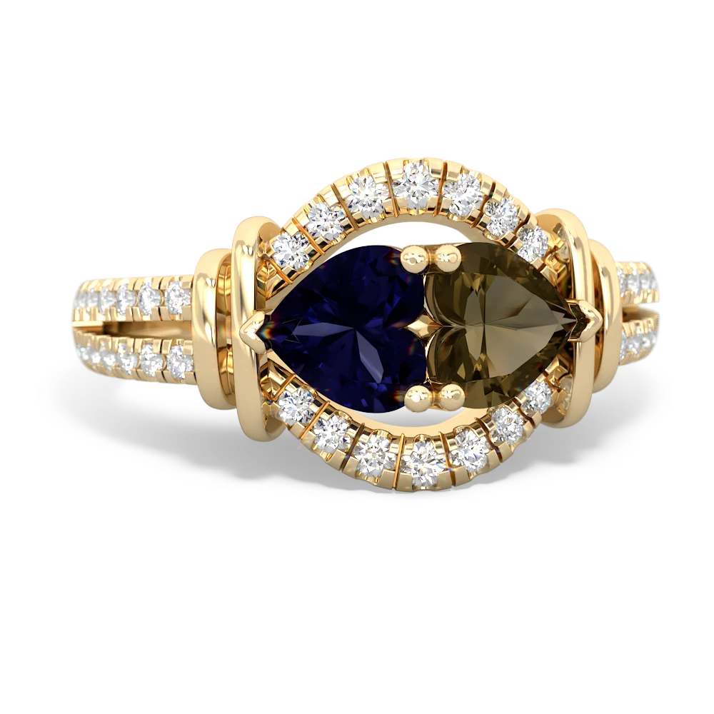 Sapphire Art-Deco Keepsake 14K Yellow Gold ring R5630