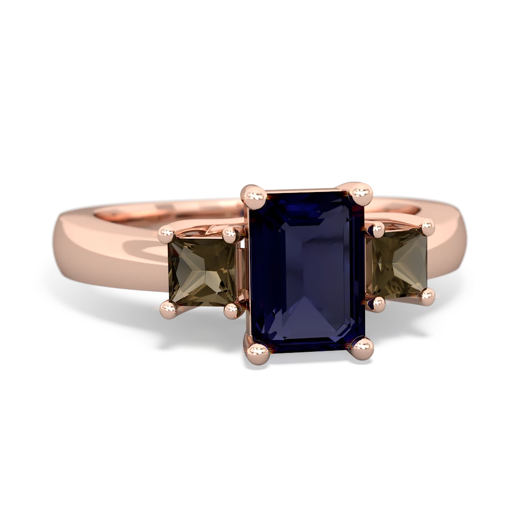 Sapphire Three Stone Emerald-Cut Trellis 14K Rose Gold ring R4021