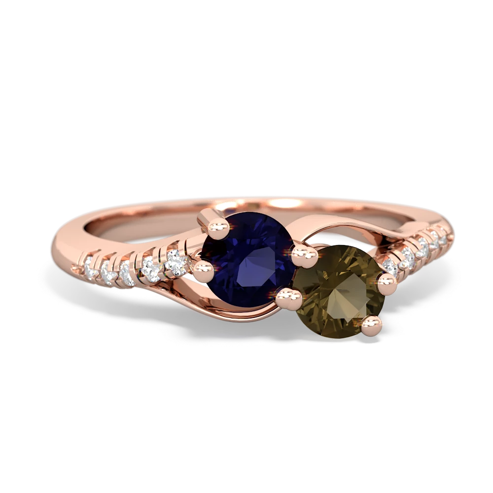 Sapphire Infinity Pave Two Stone 14K Rose Gold ring R5285