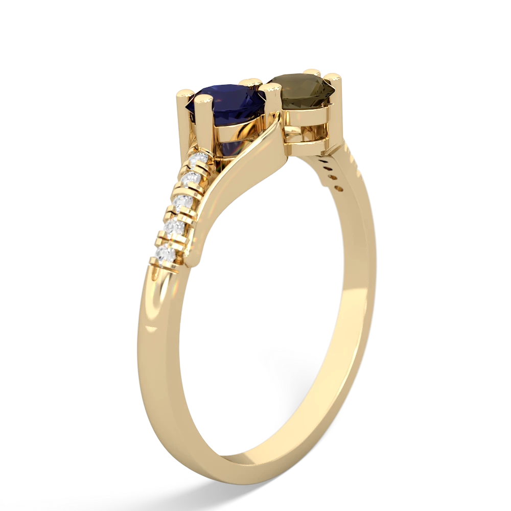 Sapphire Infinity Pave Two Stone 14K Yellow Gold ring R5285