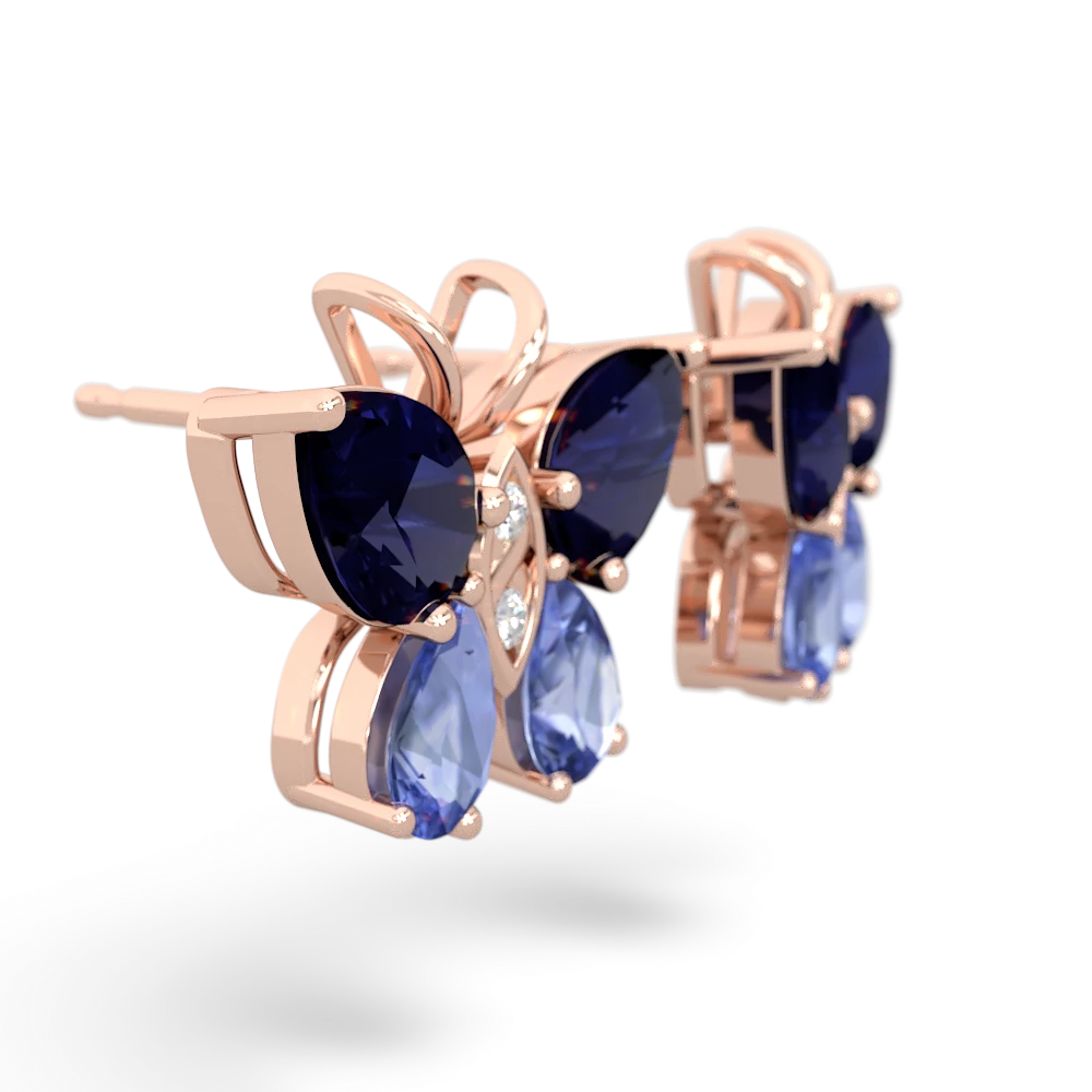 Sapphire Butterfly 14K Rose Gold earrings E2215