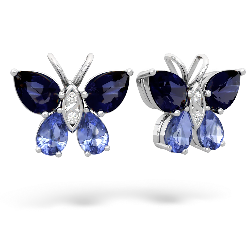 Sapphire Butterfly 14K White Gold earrings E2215