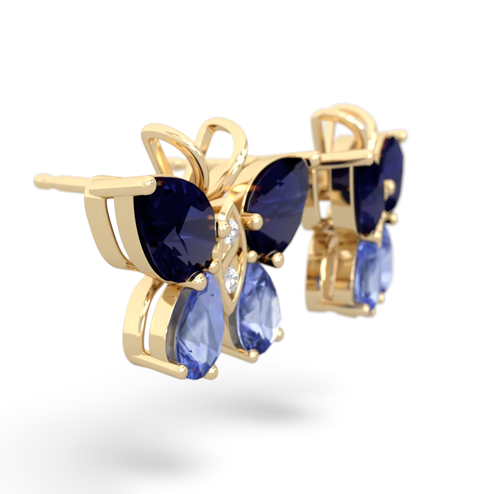 Sapphire Butterfly 14K Yellow Gold earrings E2215