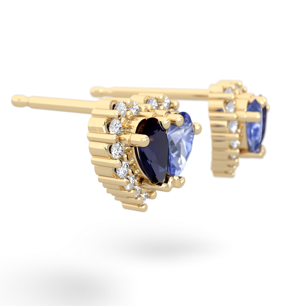 Sapphire Halo 14K Yellow Gold earrings E7008