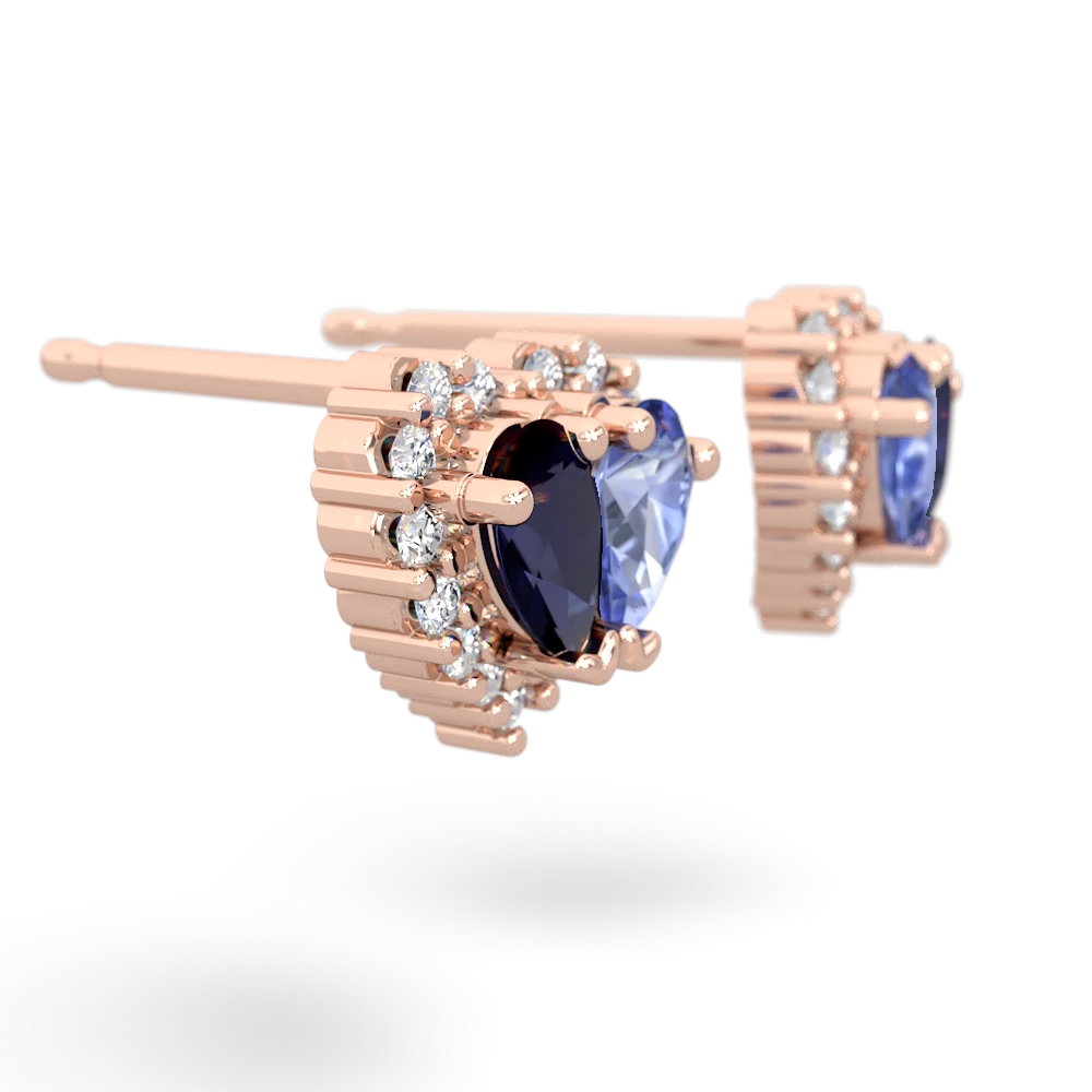 Sapphire Halo 14K Rose Gold earrings E7008