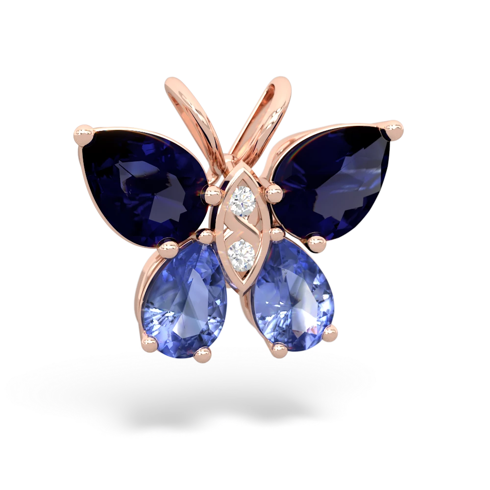 Sapphire Butterfly 14K Rose Gold pendant P2215