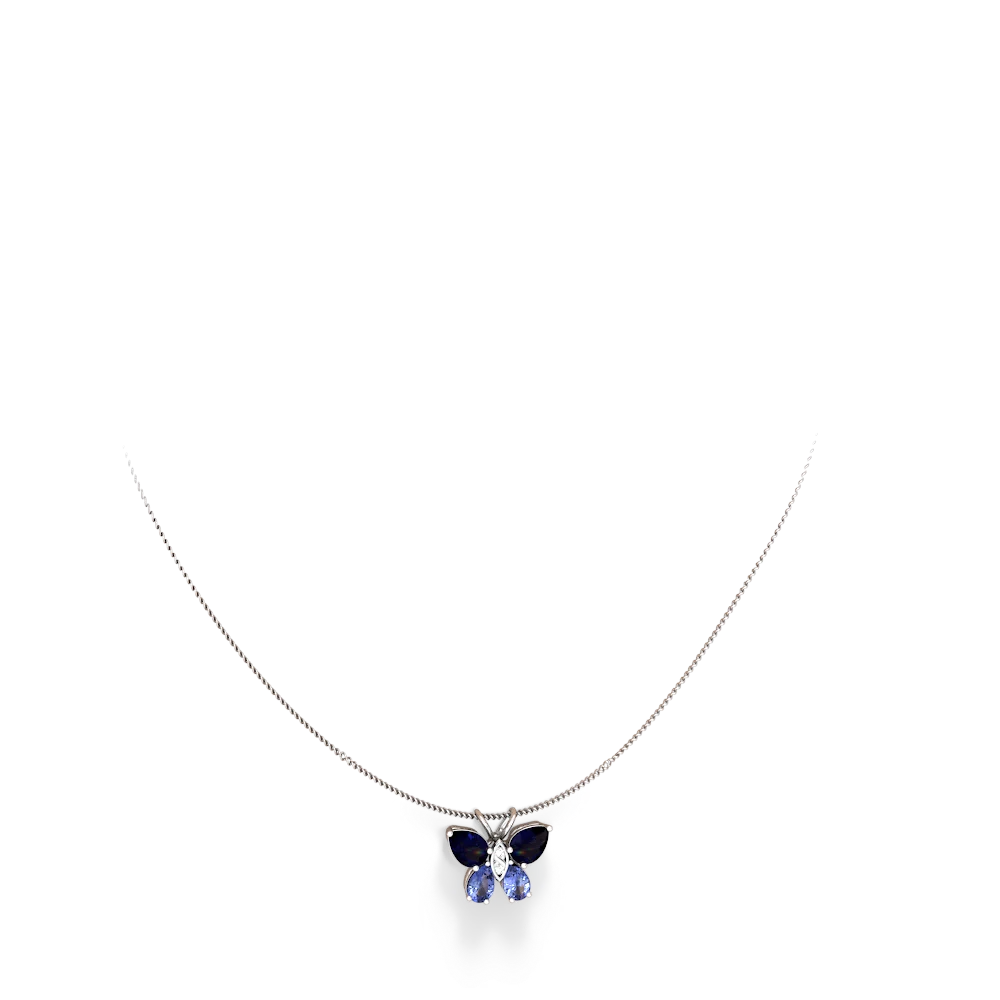 Sapphire Butterfly 14K White Gold pendant P2215