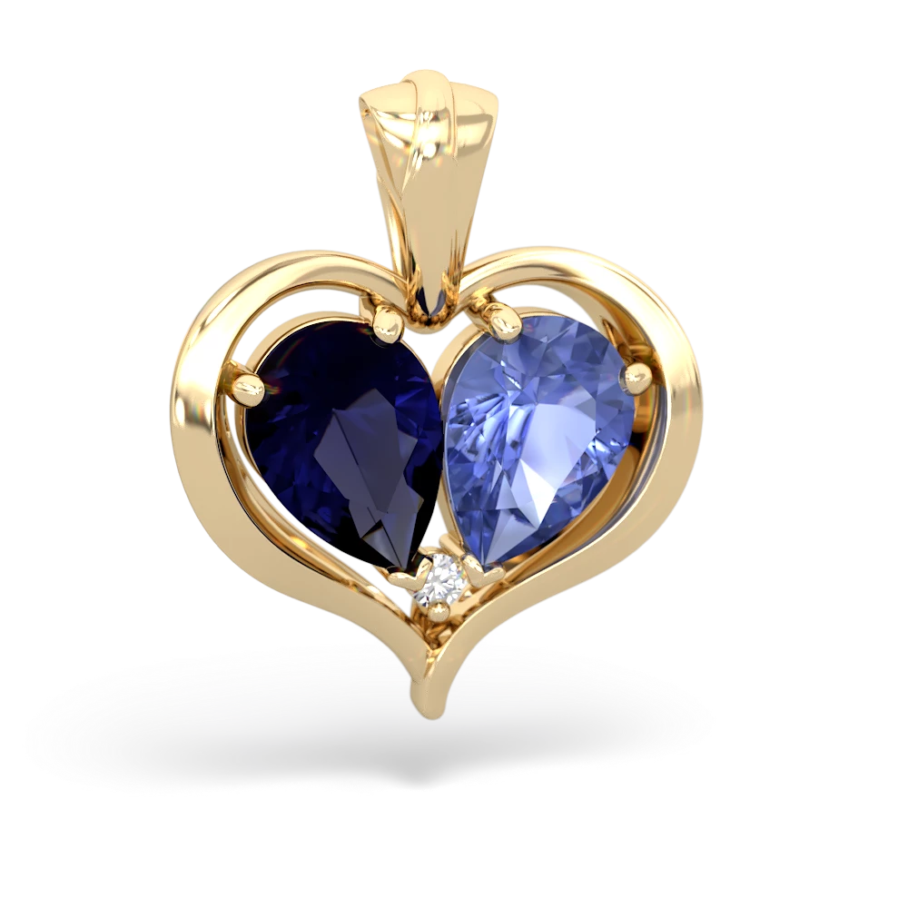 Sapphire Two Become One 14K Yellow Gold pendant P5330