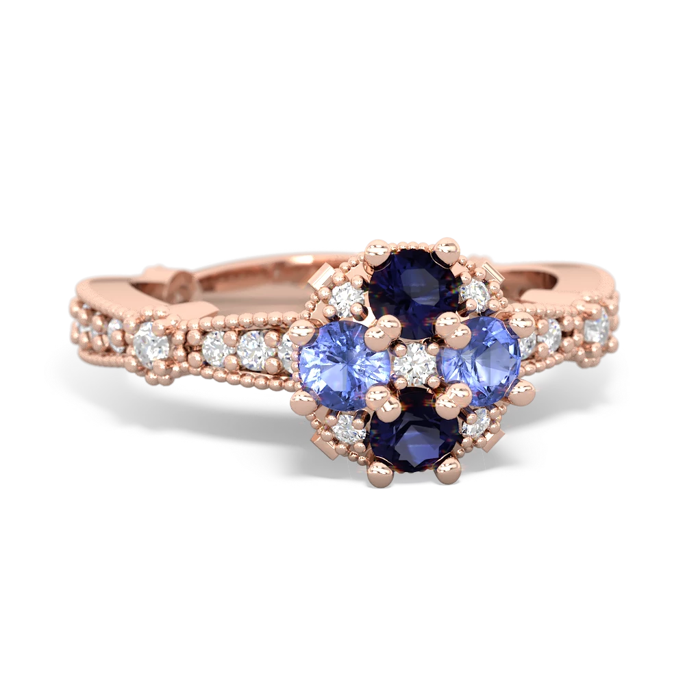 Sapphire Sparkling Tiara Cluster 14K Rose Gold ring R26293RD
