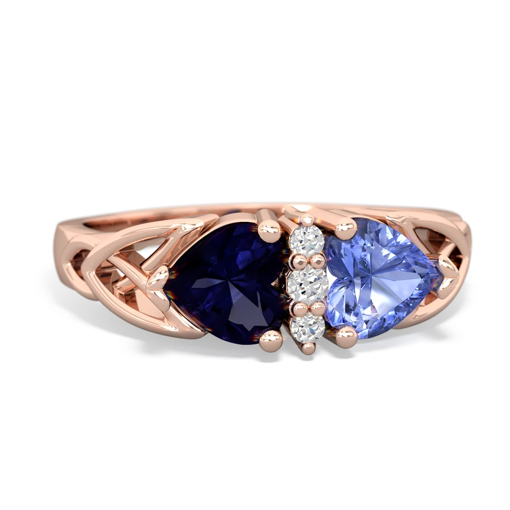 Sapphire Celtic Knot Double Heart 14K Rose Gold ring R5040