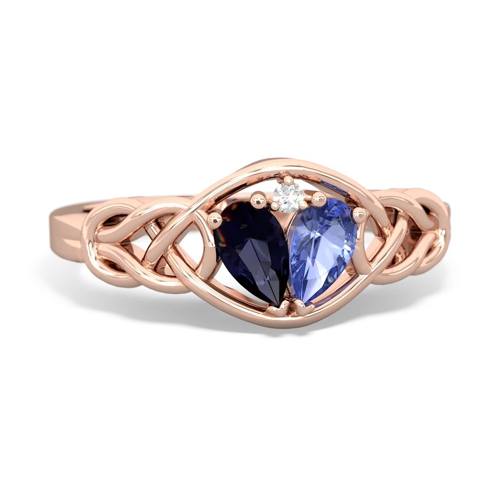 Sapphire Celtic Love Knot 14K Rose Gold ring R5420