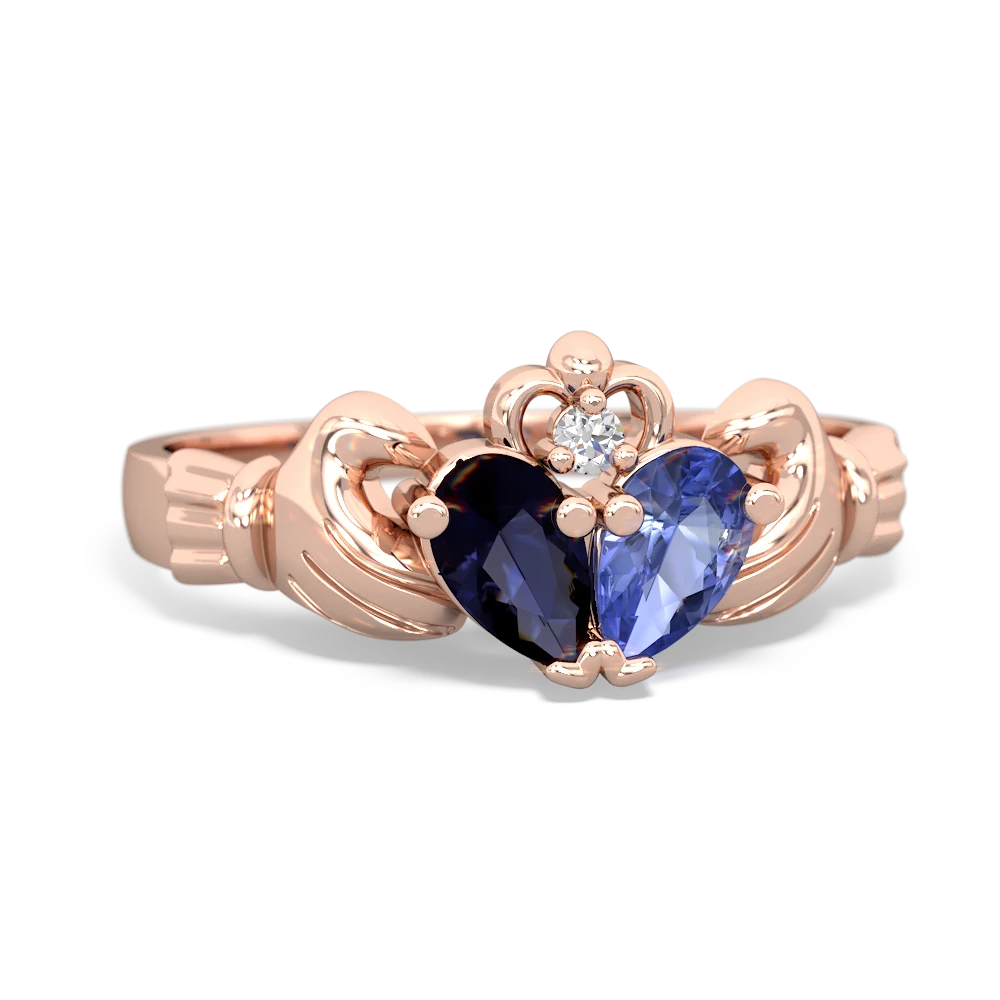 Sapphire 'Our Heart' Claddagh 14K Rose Gold ring R2388