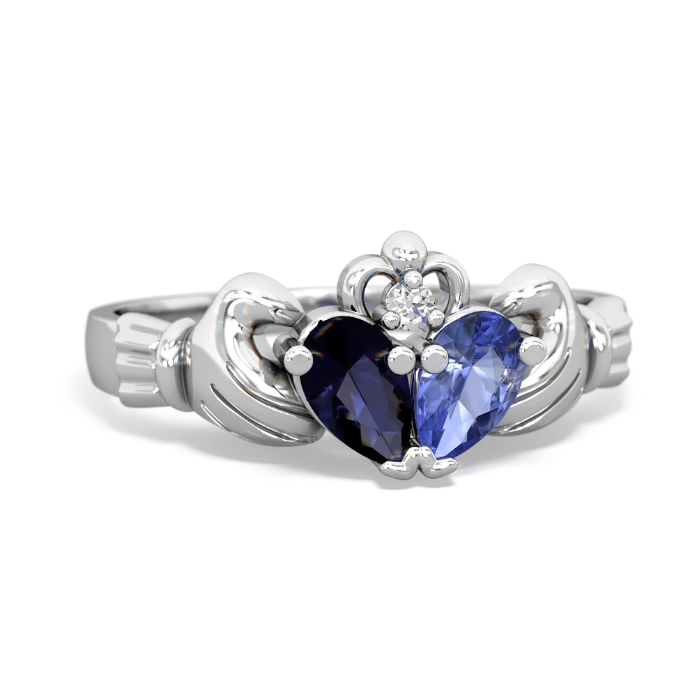 Sapphire 'Our Heart' Claddagh 14K White Gold ring R2388