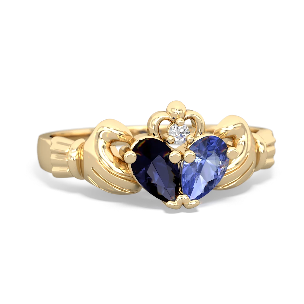 Sapphire 'Our Heart' Claddagh 14K Yellow Gold ring R2388