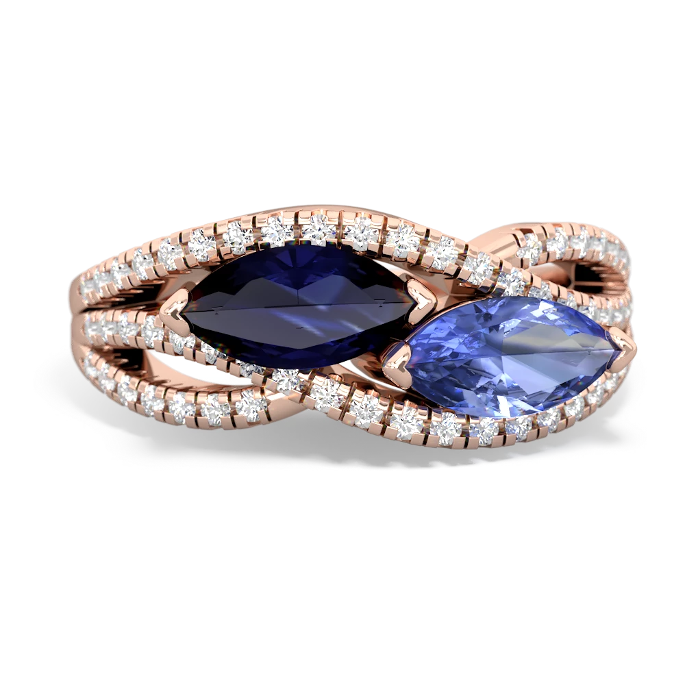 Sapphire Diamond Rivers 14K Rose Gold ring R3070