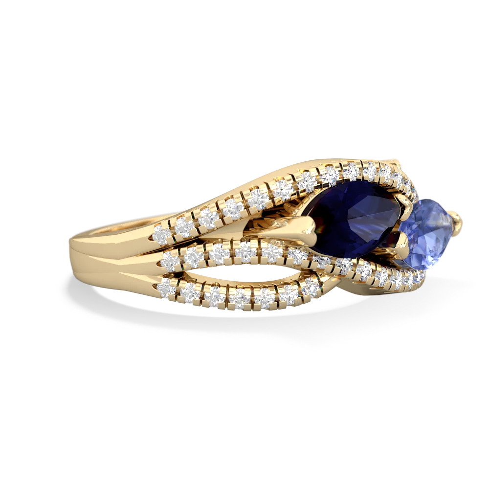 Sapphire Diamond Rivers 14K Yellow Gold ring R3070