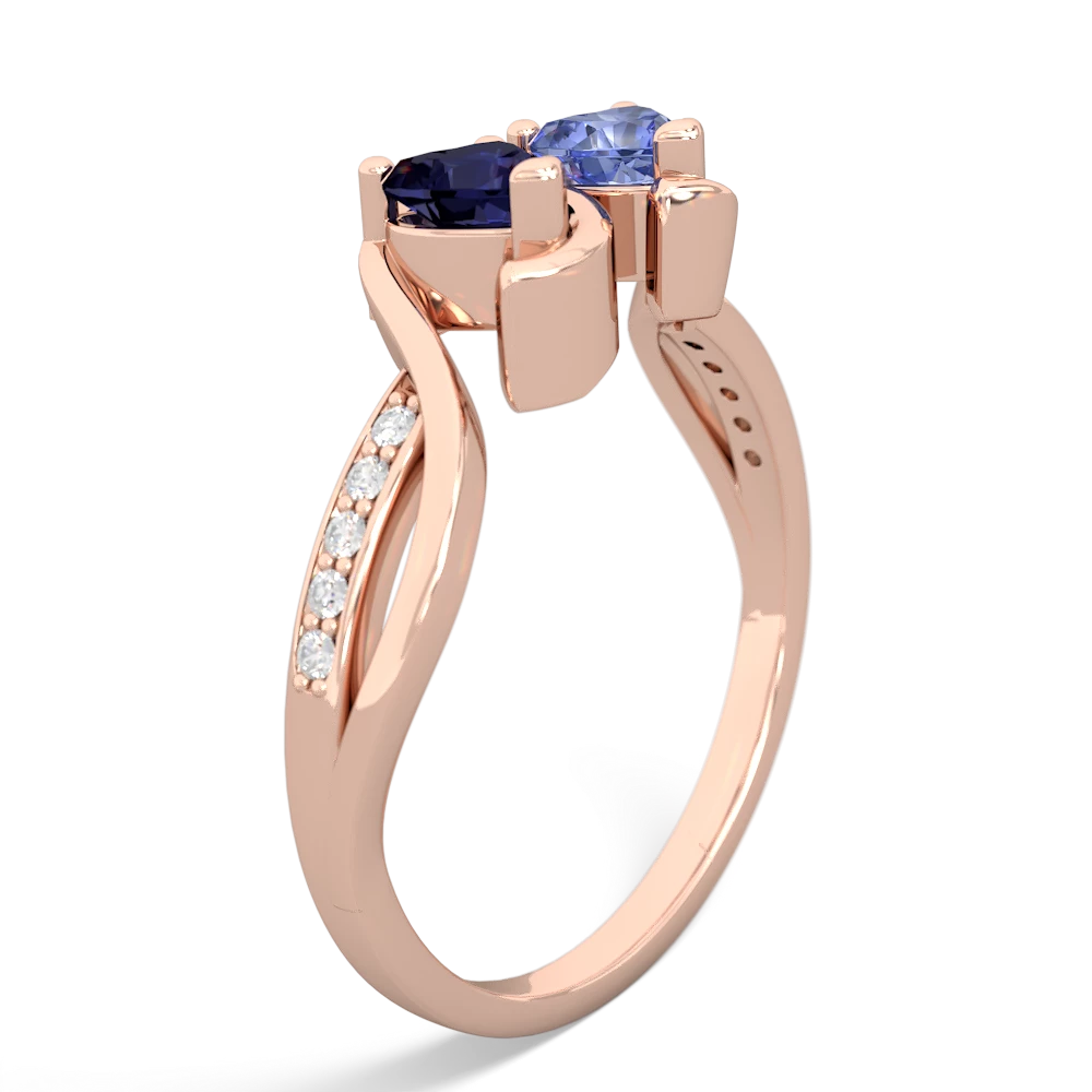 Sapphire Side By Side 14K Rose Gold ring R3090