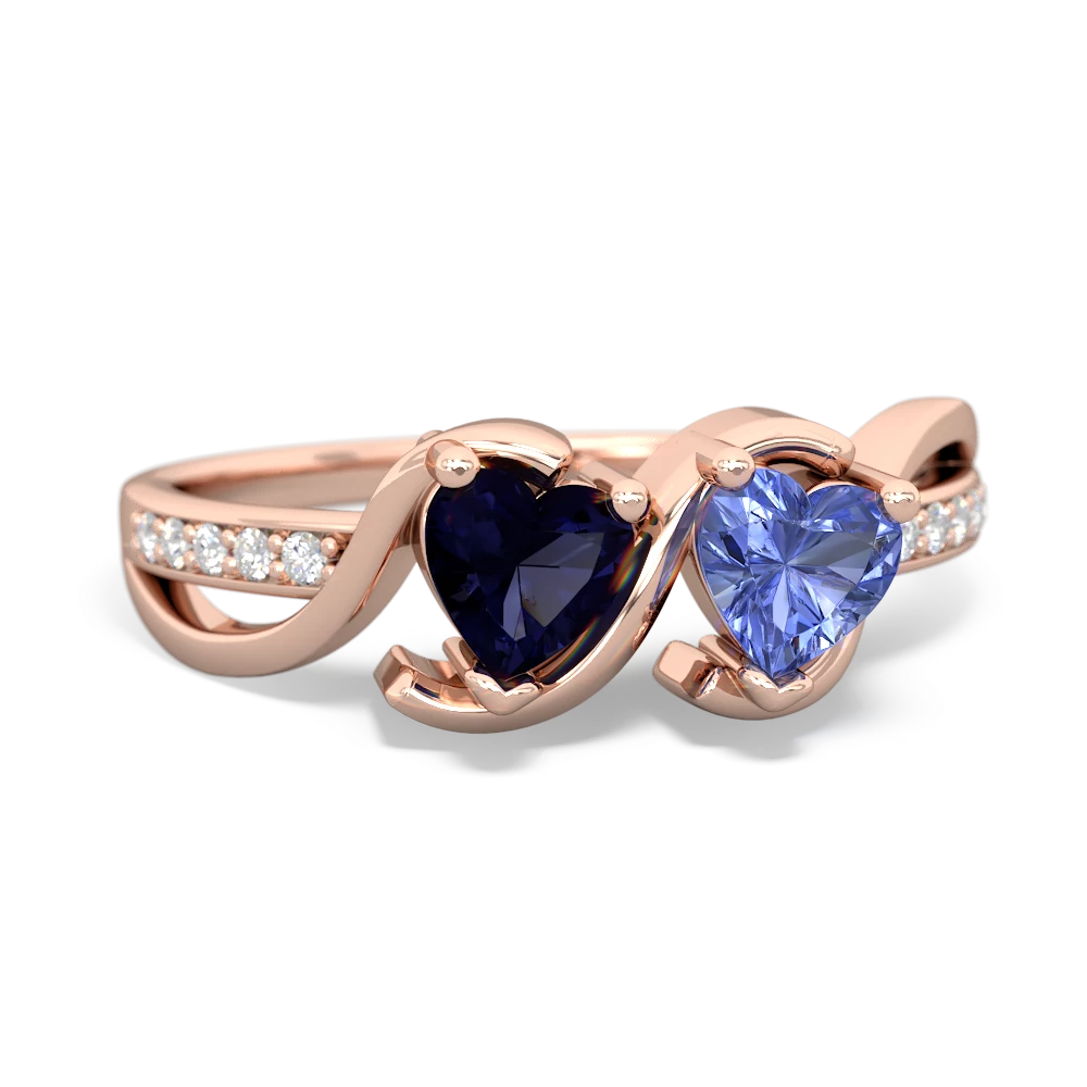 Sapphire Side By Side 14K Rose Gold ring R3090