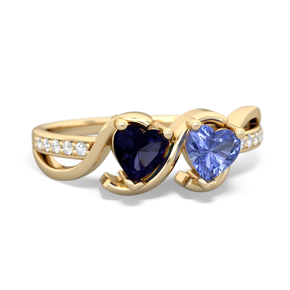 Sapphire Side By Side 14K Yellow Gold ring R3090