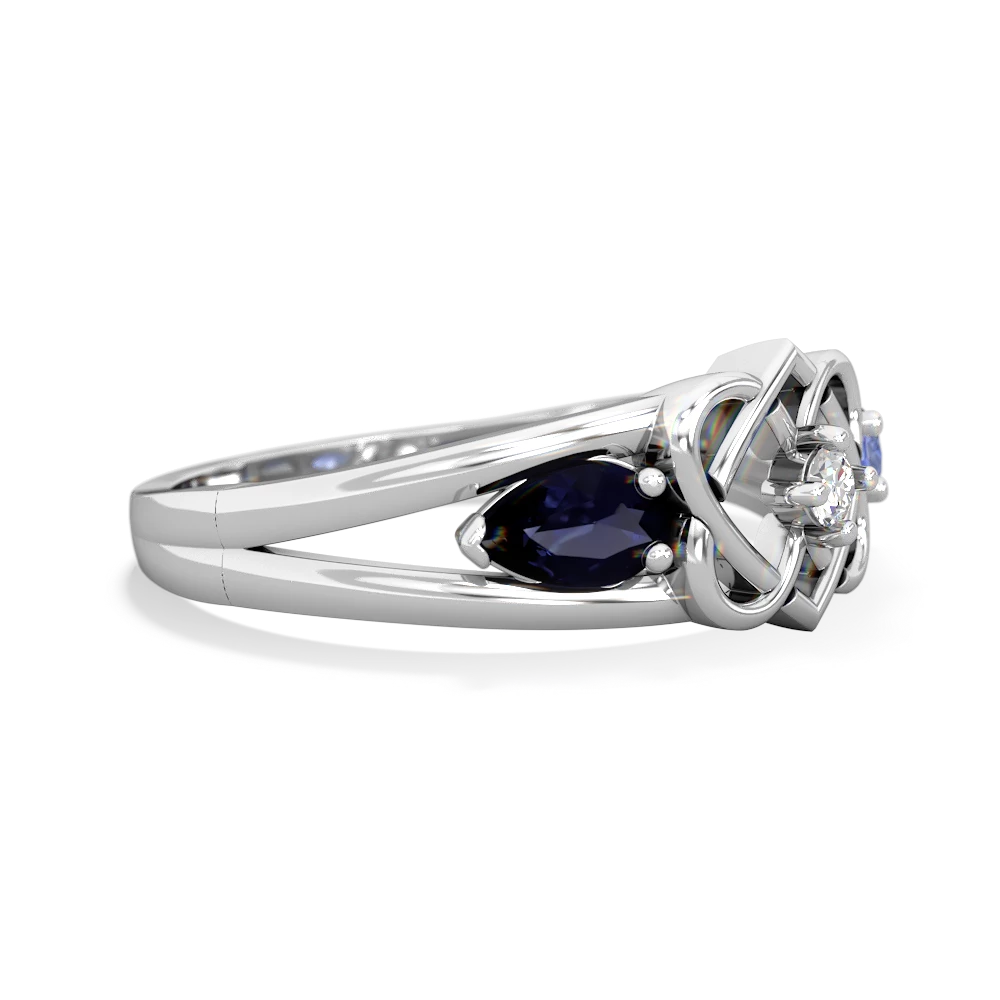 Sapphire Hearts Intertwined 14K White Gold ring R5880