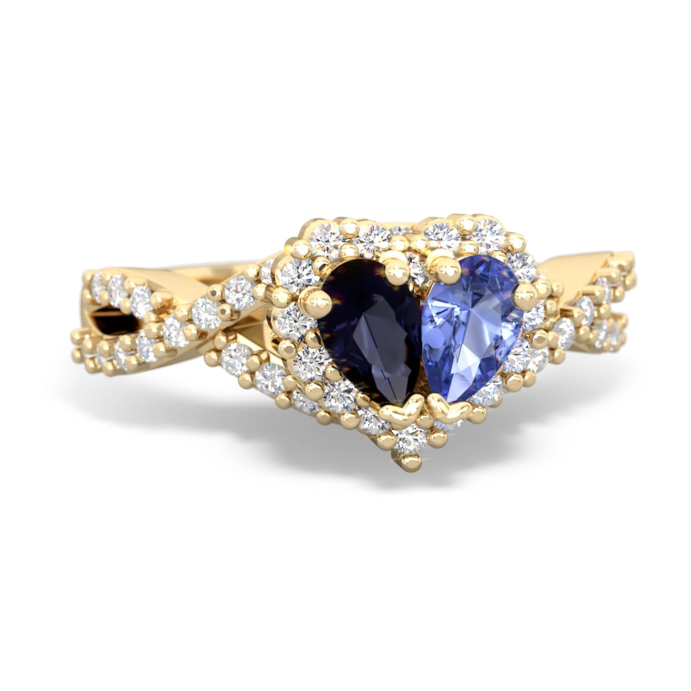 Sapphire Diamond Twist 'One Heart' 14K Yellow Gold ring R2640HRT