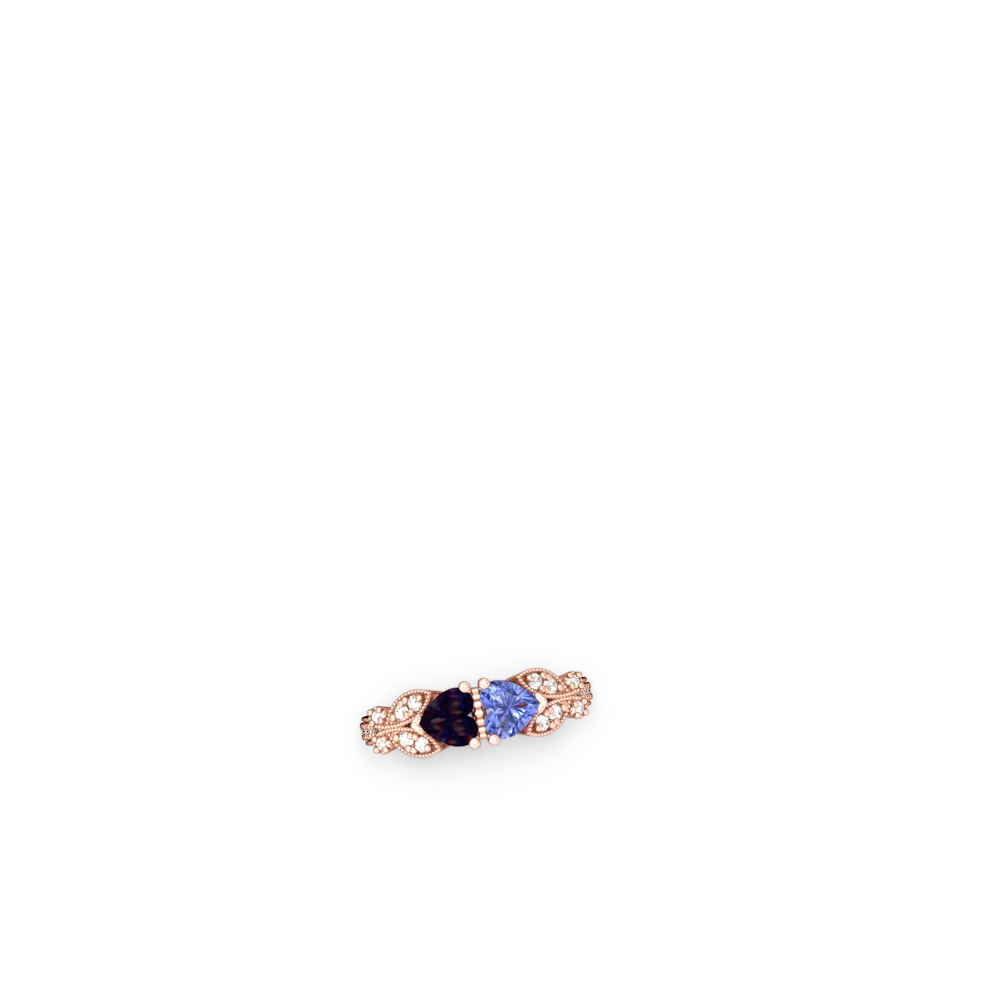 Sapphire Diamond Butterflies 14K Rose Gold ring R5601