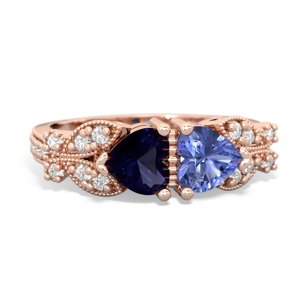 Sapphire Diamond Butterflies 14K Rose Gold ring R5601