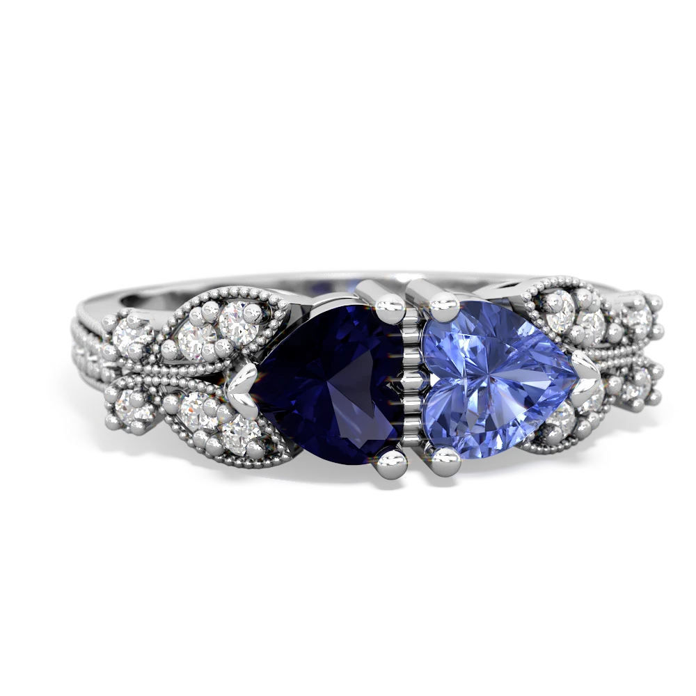 Sapphire Diamond Butterflies 14K White Gold ring R5601