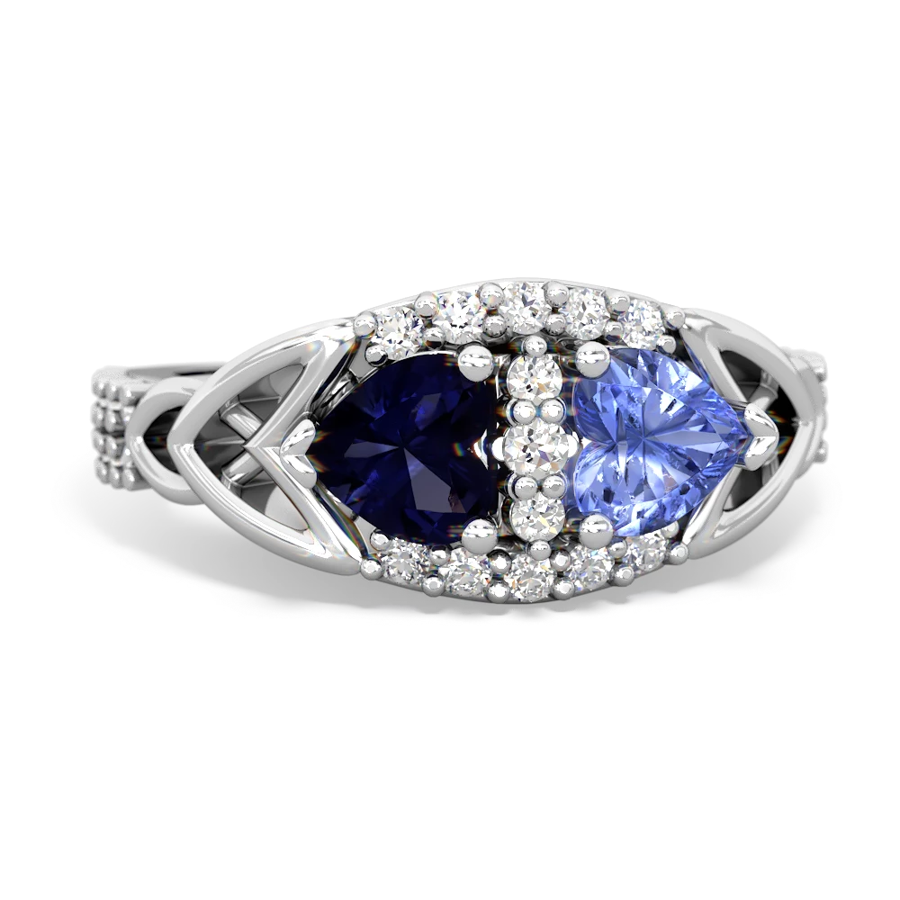 Sapphire Sparkling Celtic Knot 14K White Gold ring R2645