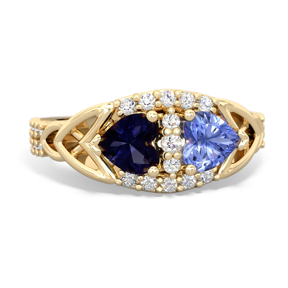 Sapphire Sparkling Celtic Knot 14K Yellow Gold ring R2645