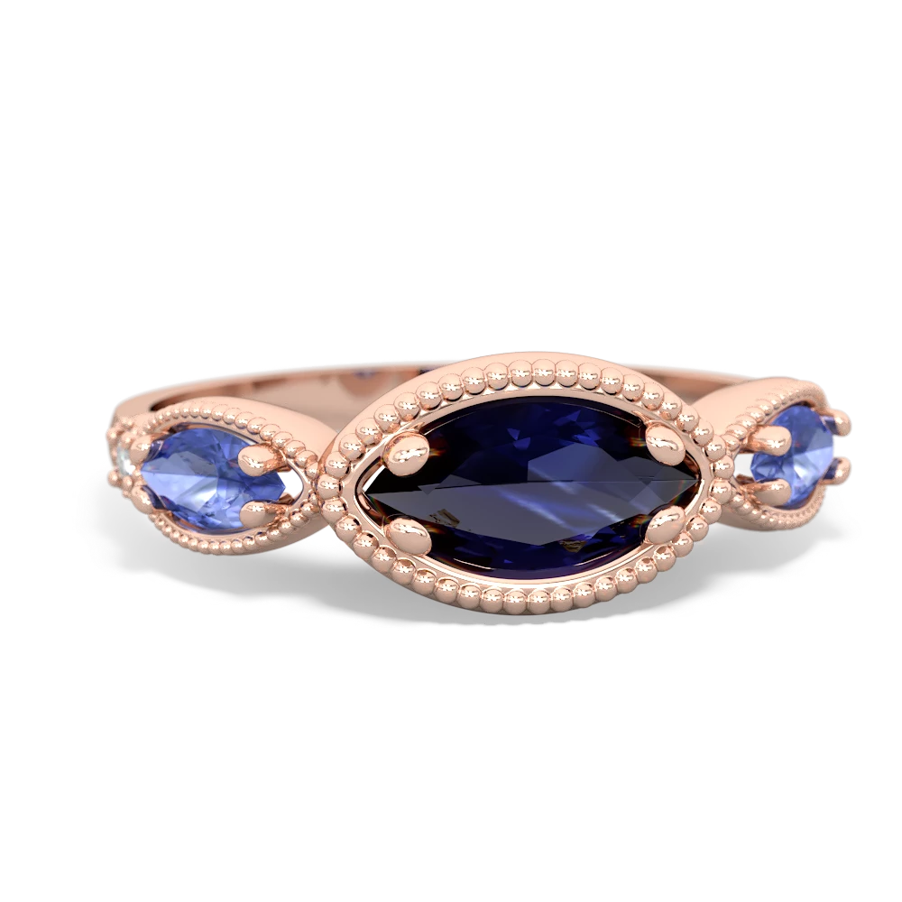 Sapphire Milgrain Marquise 14K Rose Gold ring R5700