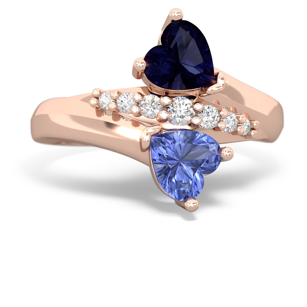 Sapphire Heart To Heart 14K Rose Gold ring R2064