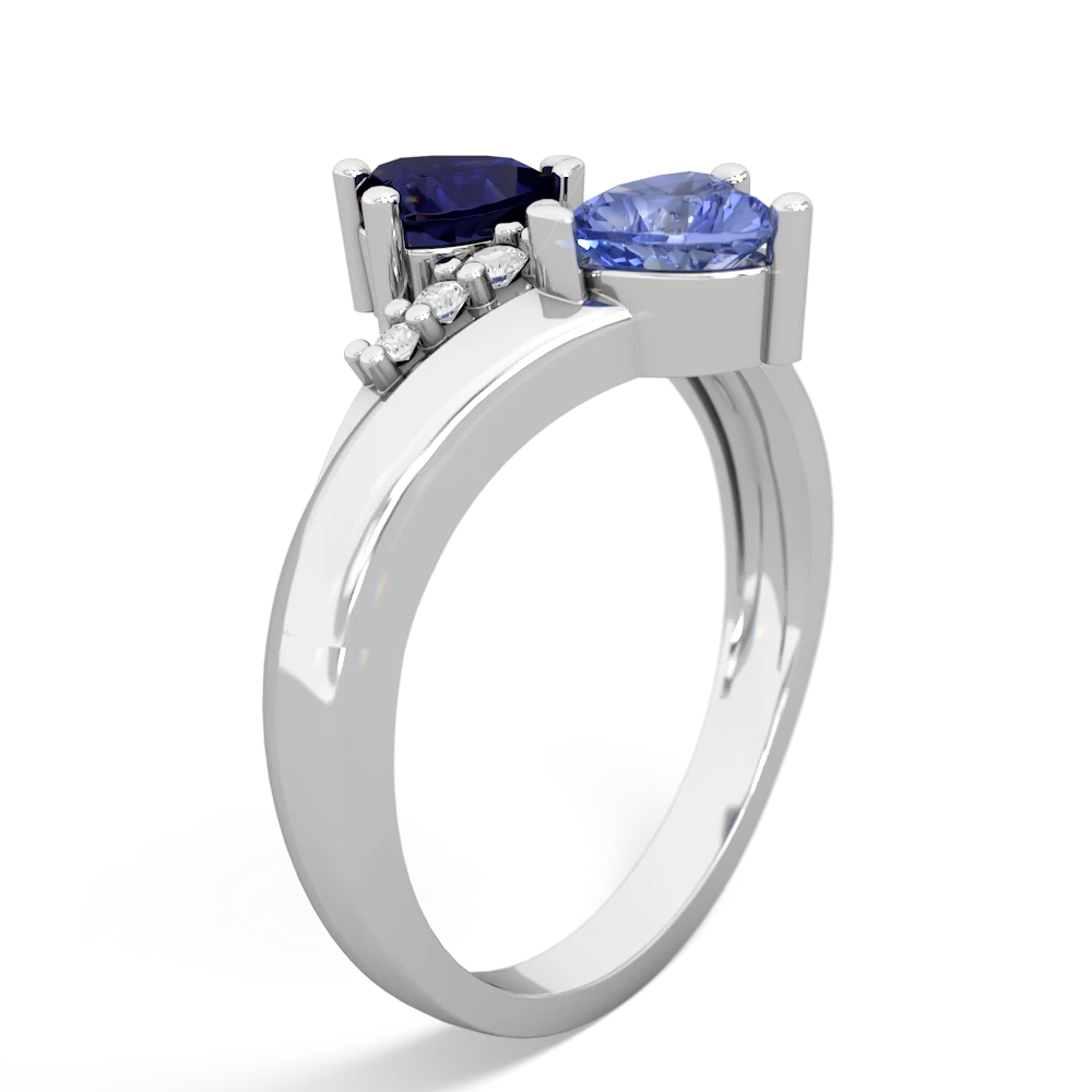 Sapphire Heart To Heart 14K White Gold ring R2064