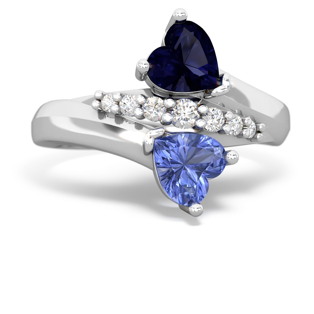 Sapphire Heart To Heart 14K White Gold ring R2064