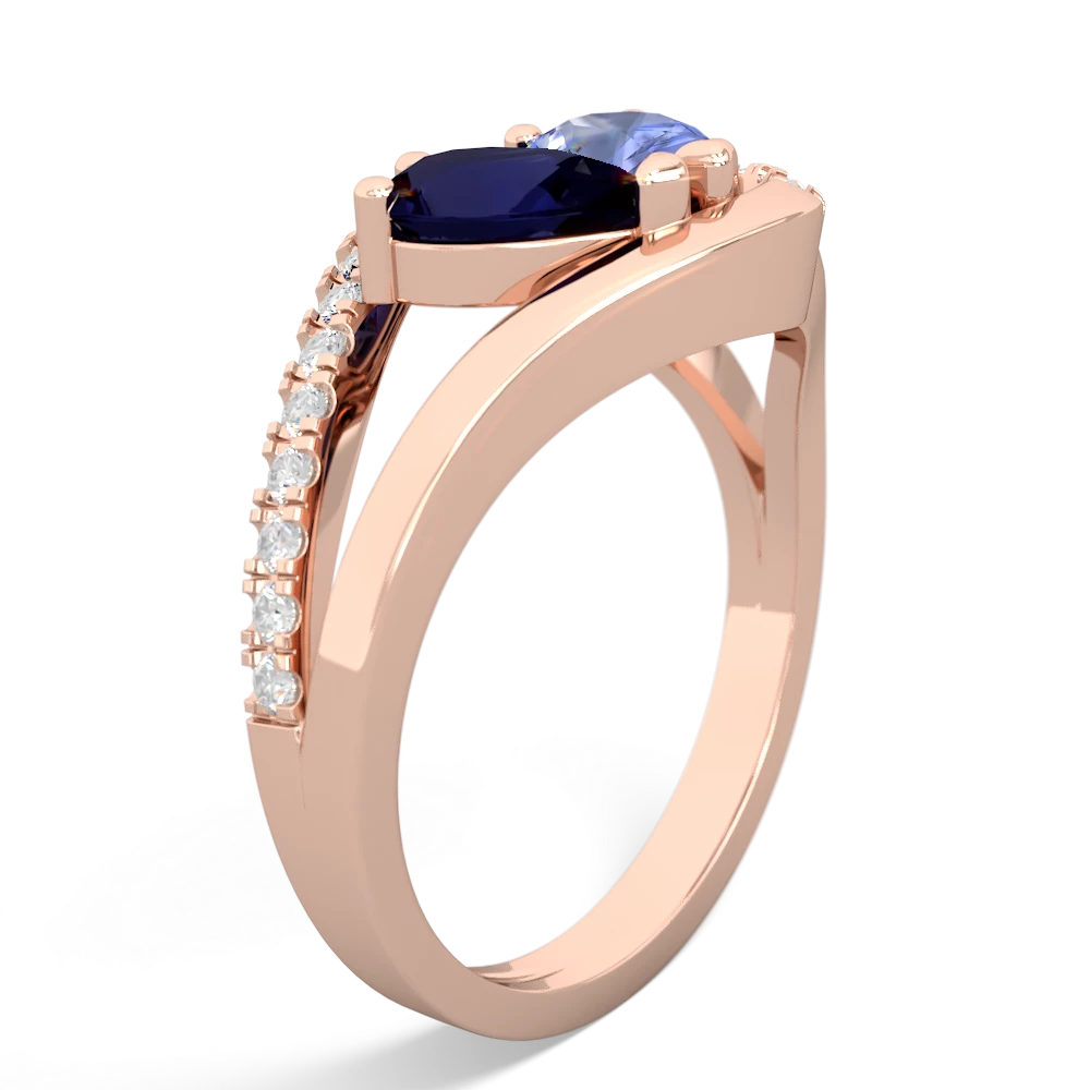 Sapphire Nestled Heart Keepsake 14K Rose Gold ring R5650