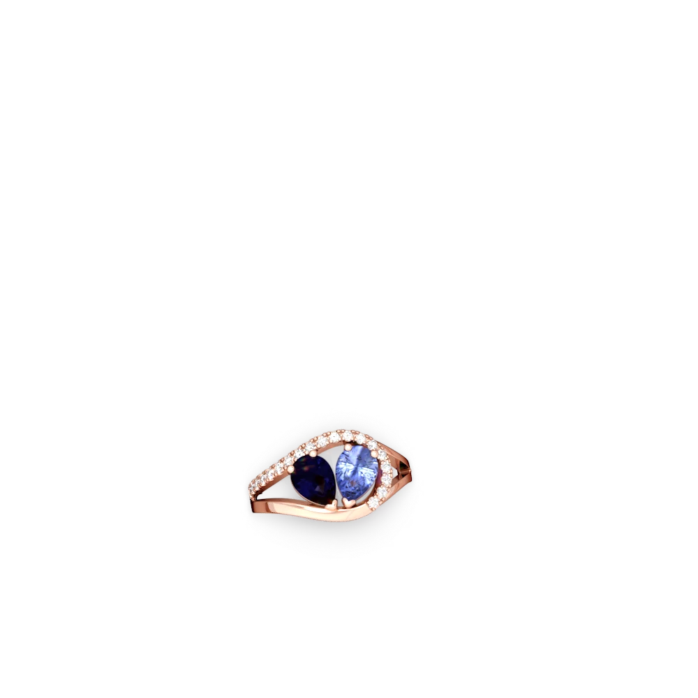 Sapphire Nestled Heart Keepsake 14K Rose Gold ring R5650