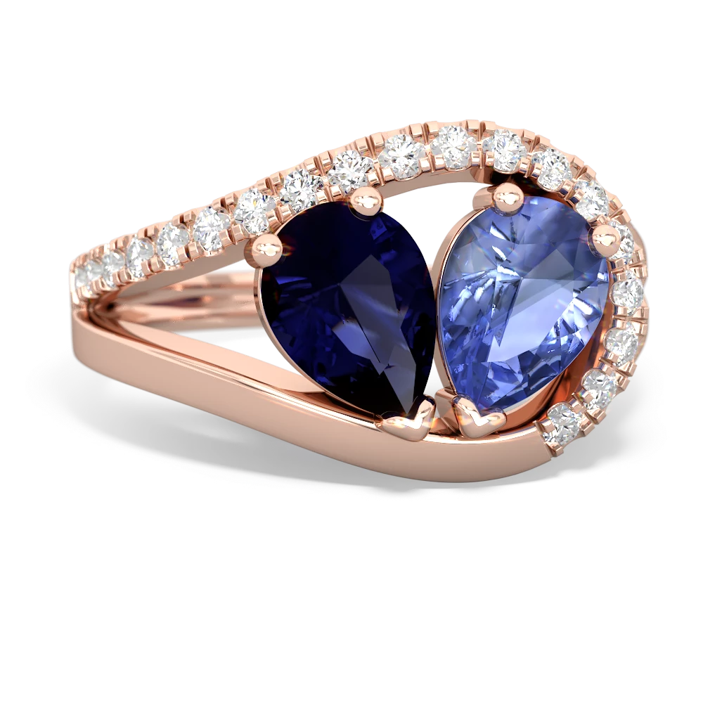 Sapphire Nestled Heart Keepsake 14K Rose Gold ring R5650