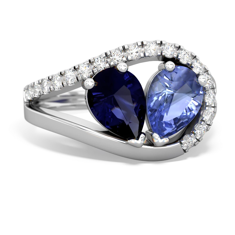 Sapphire Nestled Heart Keepsake 14K White Gold ring R5650