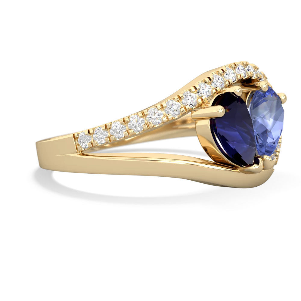 Sapphire Nestled Heart Keepsake 14K Yellow Gold ring R5650