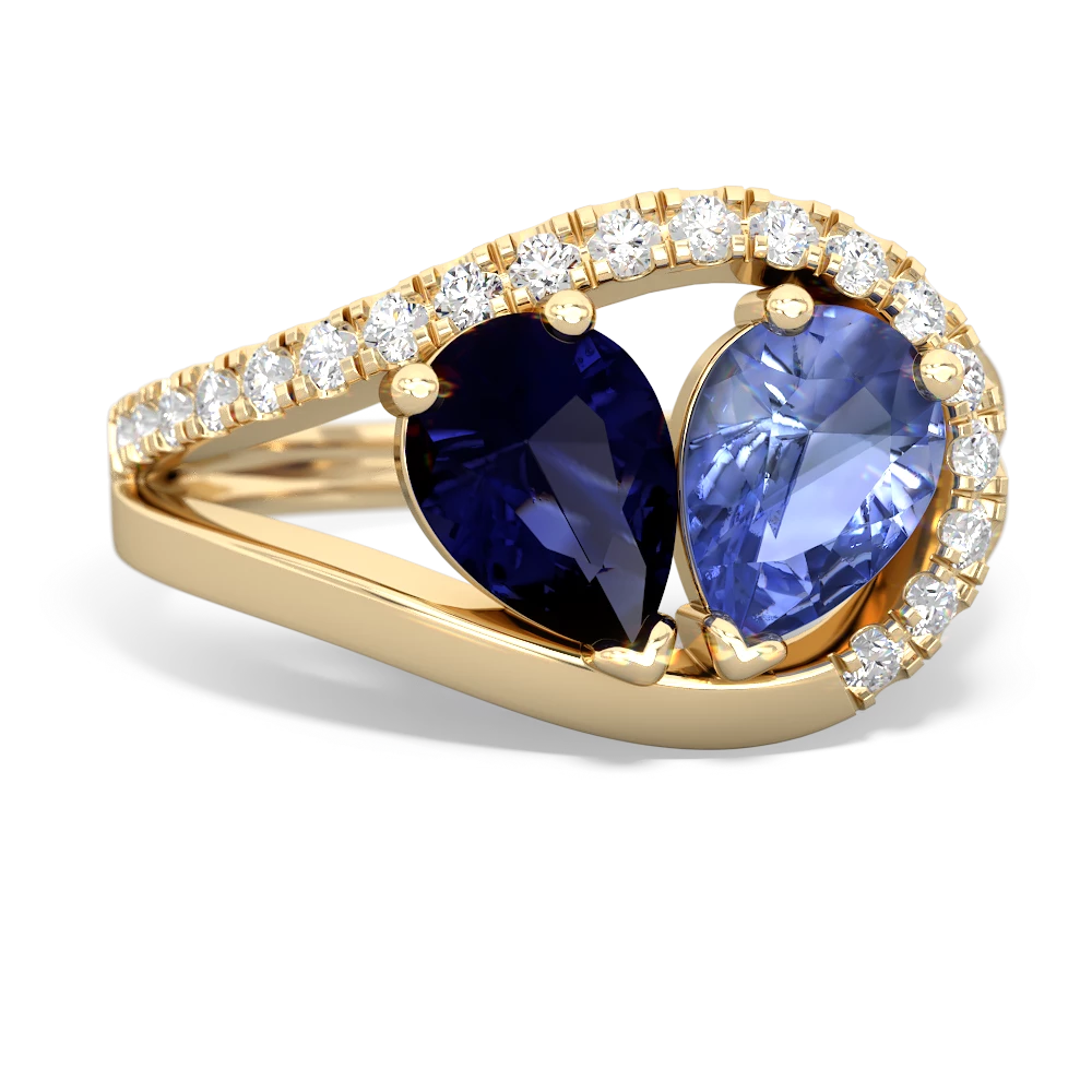 Sapphire Nestled Heart Keepsake 14K Yellow Gold ring R5650