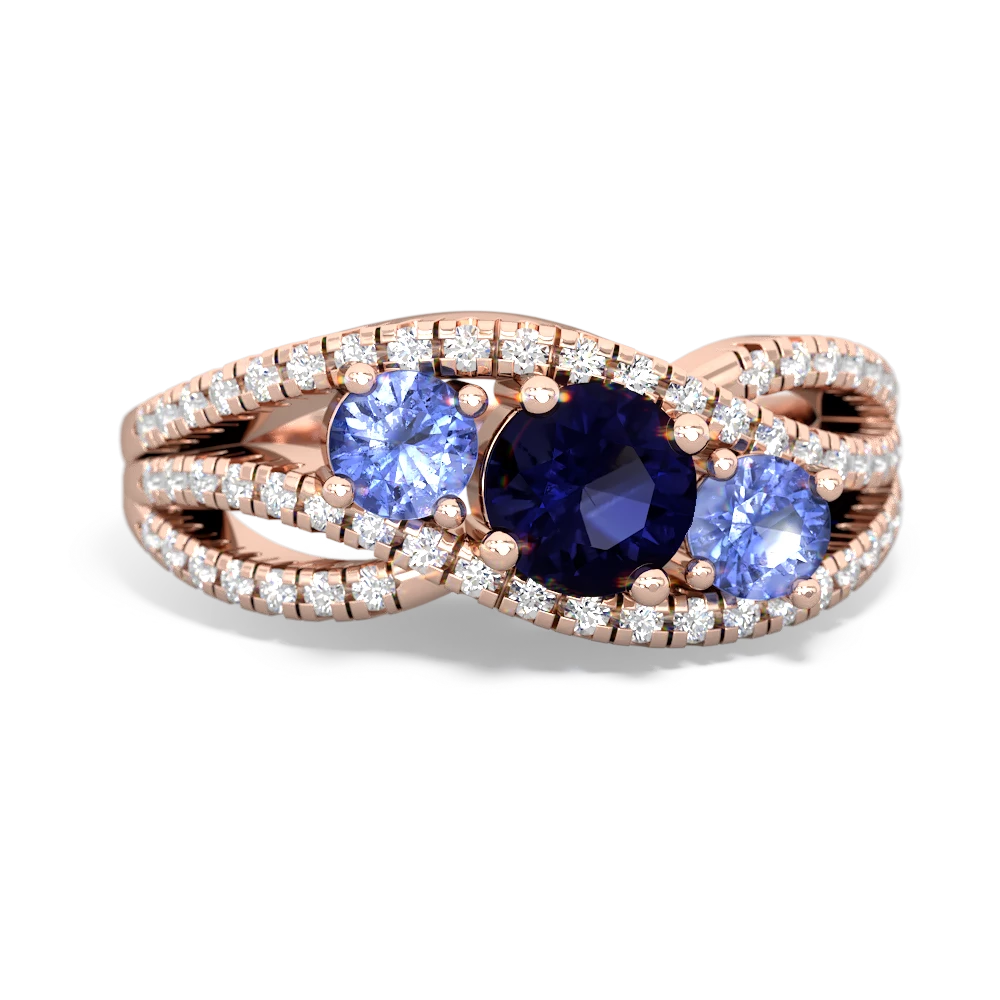 Sapphire Three Stone Aurora 14K Rose Gold ring R3080