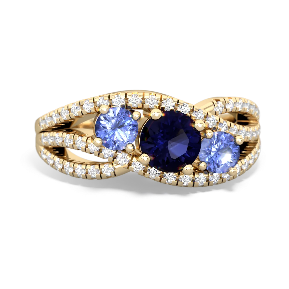 Sapphire Three Stone Aurora 14K Yellow Gold ring R3080