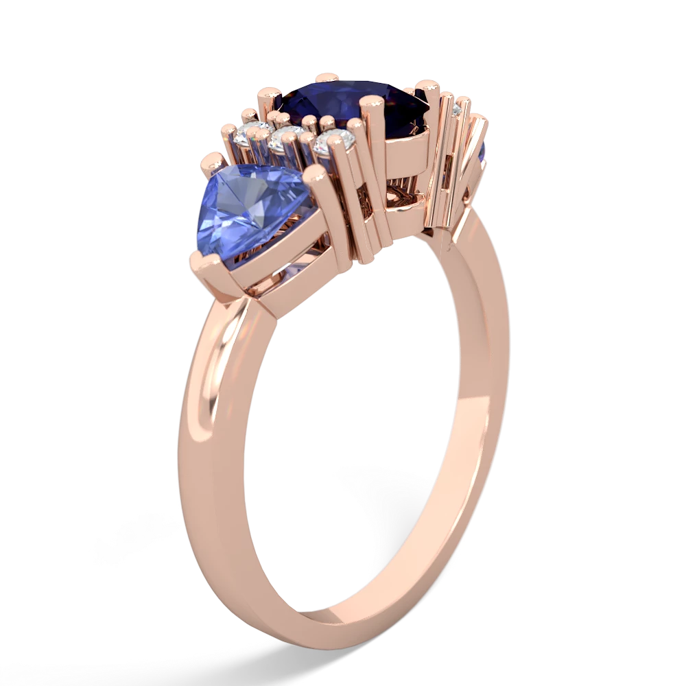 Sapphire Antique Style Three Stone 14K Rose Gold ring R2186