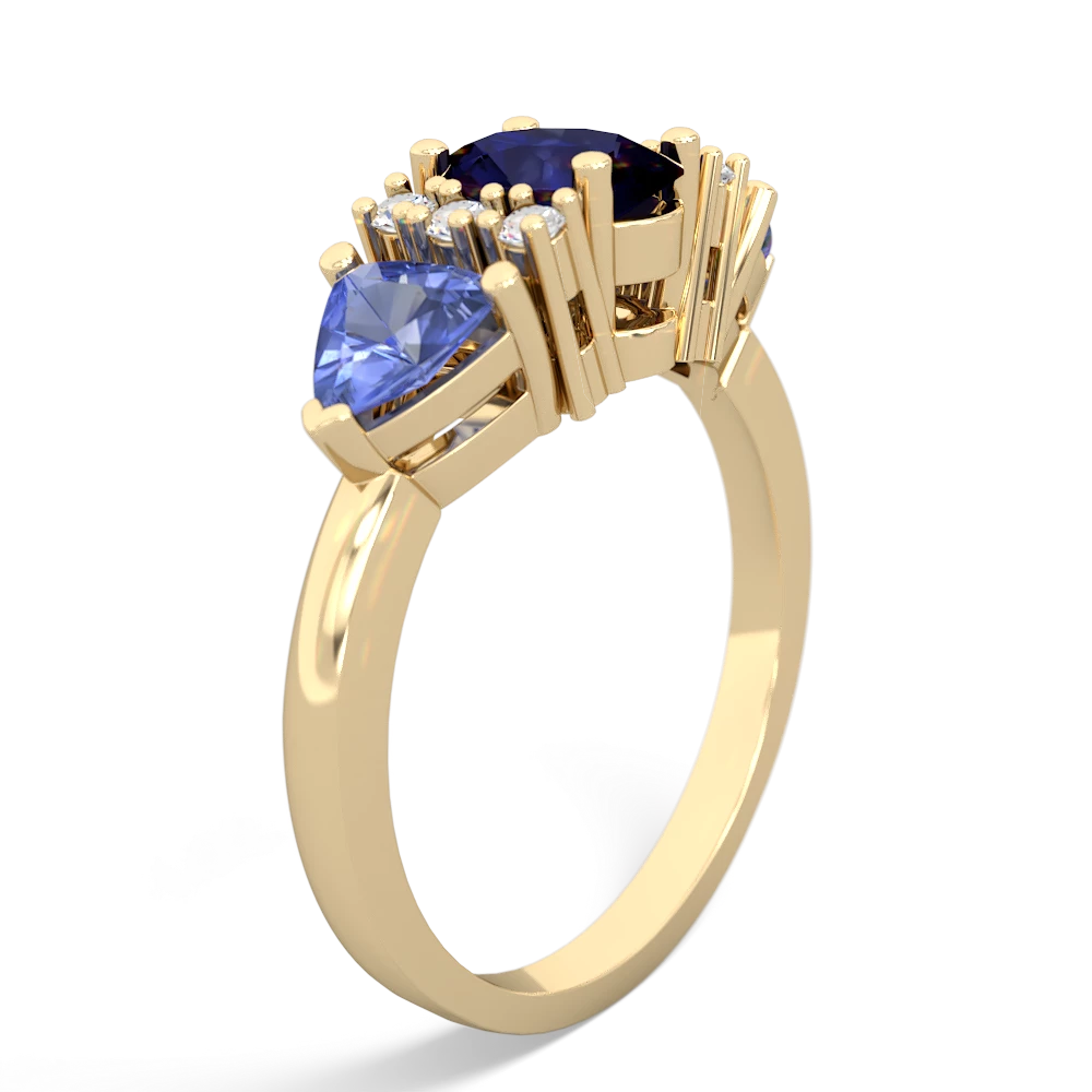 Sapphire Antique Style Three Stone 14K Yellow Gold ring R2186