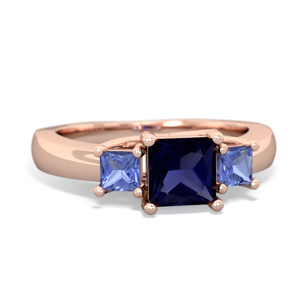 Sapphire Three Stone Trellis 14K Rose Gold ring R4015