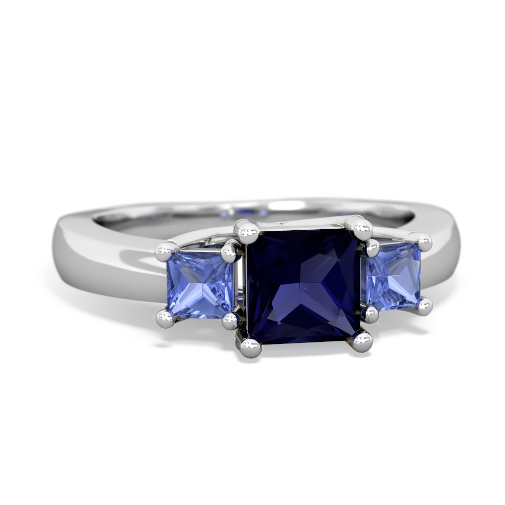 Sapphire Three Stone Trellis 14K White Gold ring R4015