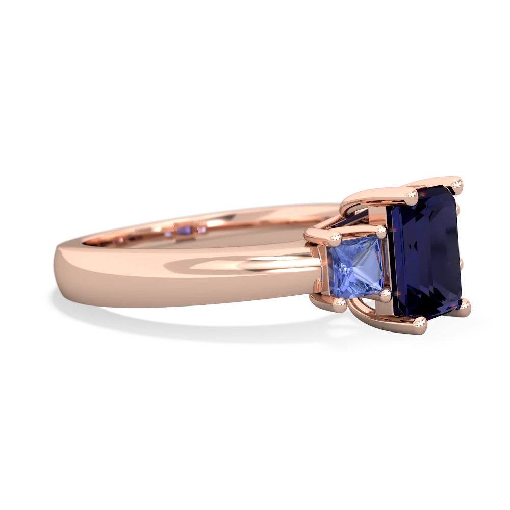 Sapphire Three Stone Emerald-Cut Trellis 14K Rose Gold ring R4021