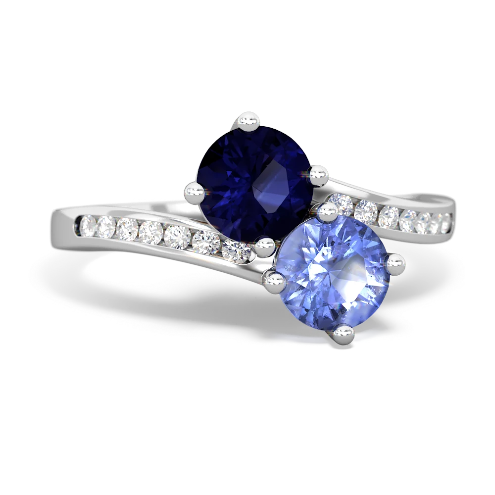 Sapphire Channel Set Two Stone 14K White Gold ring R5303