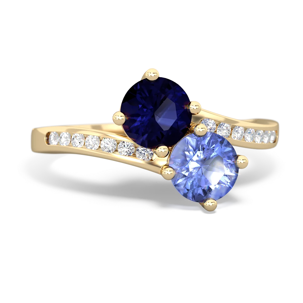 Sapphire Channel Set Two Stone 14K Yellow Gold ring R5303